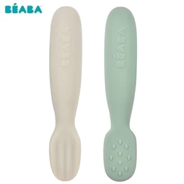 法國BEABA 矽膠沾匙套裝/ 2件裝 灰綠組
