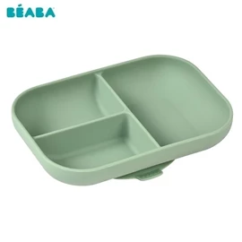 法國BEABA 矽膠分隔餐盤/ 鼠尾草綠