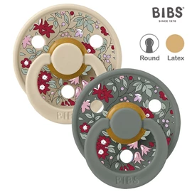 丹麥BIBS Colour 圓形乳膠安撫奶嘴/ 0-6M 兩件裝 Liberty 香草/松木色