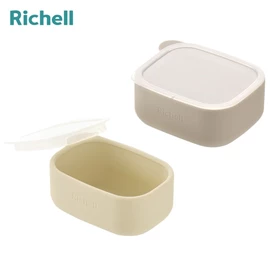 日本Richell TLI 嬰兒輔食矽膠杯套裝/ 淺棕色