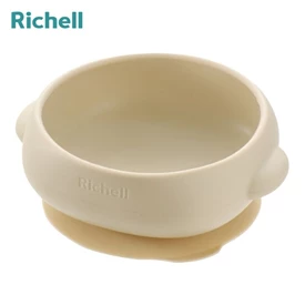 日本Richell TLI 婴幼儿好舀取矽胶吸盘碗/ 浅棕色