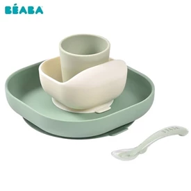 法国BEABA 矽胶餐具套装-4件套 鼠尾草绿/雾绿色