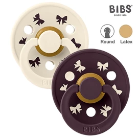 丹麥BIBS Colour 圓形乳膠安撫奶嘴/ 6-18M 兩件裝 Holiday 象牙/深紫