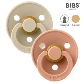 丹麥BIBS Colour 圓形乳膠安撫奶嘴/ 0-6M 兩件裝 香草/桃子