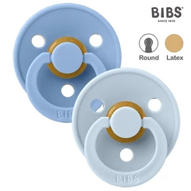 丹麥BIBS Colour 圓形乳膠安撫奶嘴/ 0-6M 兩件裝 天藍/淺藍