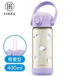 台灣小獅王 Simba 鉑金PPSU兒童吸管水壺/ 400ml 紫芙獨角獸