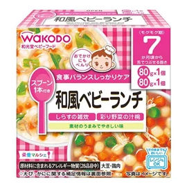 日本和光堂 即食营养便当/ 银鱼粥 80g+炖蔬菜鸡肉 80g
