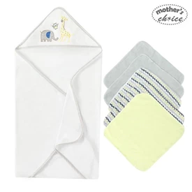 Mother's Choice 嬰兒大浴巾及小毛巾套裝-黃色小象