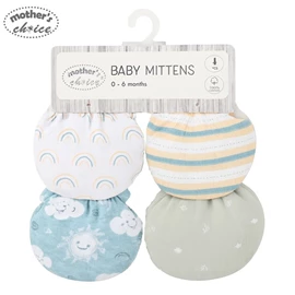 Mother's Choice 嬰兒純棉手套-4件裝 藍色小雲