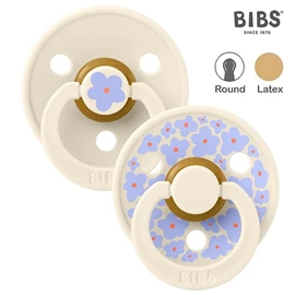 丹麥BIBS Colour 圓形乳膠安撫奶嘴/ 6-18M 兩件裝 茉莉花 象牙