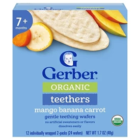 美國Gerber 有機磨牙米餅/ 芒果香蕉胡蘿蔔 48g