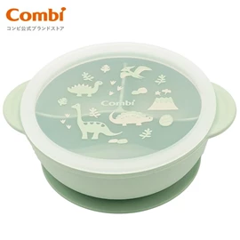 日本Combi 鉑金矽膠分隔吸盤餐碗/ 活潑恐龍