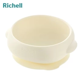 日本Richell TLI 嬰幼兒好舀取矽膠吸盤碗/ 象牙色