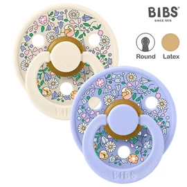 丹麥BIBS Colour 圓形乳膠安撫奶嘴/ 0-6M 兩件裝 Liberty 象牙/灰藍