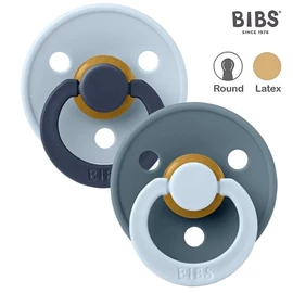 丹麥BIBS Colour 圓形乳膠安撫奶嘴/ 0-6M 兩件裝 藍色混合