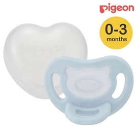 日本Pigeon Soft Buddy 全矽膠安撫奶嘴連收納盒/ S碼 淺藍