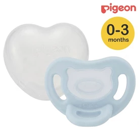 日本Pigeon Soft Buddy 全矽膠安撫奶嘴連收納盒/ S碼 淺藍