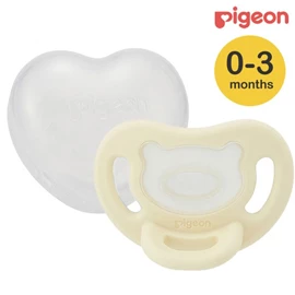 日本Pigeon Soft Buddy 全矽膠安撫奶嘴連收納盒/ S碼 淺黃