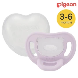 日本Pigeon Soft Buddy 全矽膠安撫奶嘴連收納盒/ M碼 粉紫