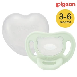 日本Pigeon Soft Buddy 全矽膠安撫奶嘴連收納盒/ M碼 薄荷綠