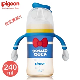 日本Pigeon 母乳實感寬口徑PPSU奶瓶-240ml 經典唐老鴨