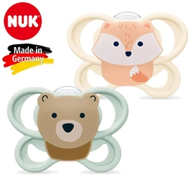 德國Nuk Air 超透氣安撫奶嘴/ 0-6M 狐狸+小熊 兩個裝
