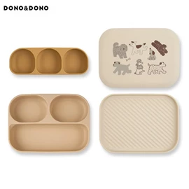 韓國DONO&DONO 白金矽膠吸盤餐盤組/ 啡色