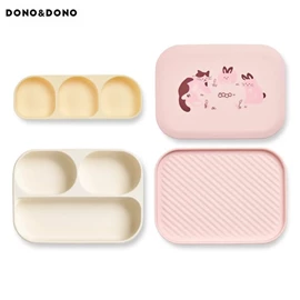 韓國DONO&DONO 白金矽膠吸盤餐盤組/ 粉紅