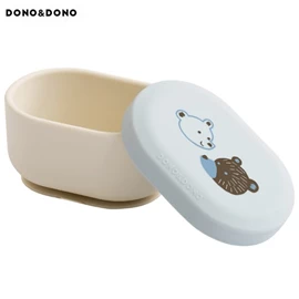 韓國DONO&DONO 白金矽膠吸盤碗連蓋/ 粉藍