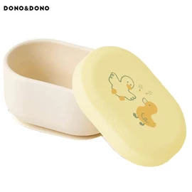 韓國DONO&DONO 白金矽膠吸盤碗連蓋/ 黃色