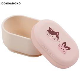 韓國DONO&DONO 白金矽膠吸盤碗連蓋/ f粉紅
