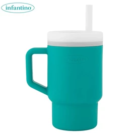 美國infantino My 1st Tumbler 全矽膠防漏吸管杯/ 9oz 青草綠