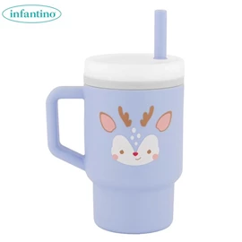 美國infantino My 1st Tumbler 全矽膠防漏吸管杯/ 9oz 馴鹿