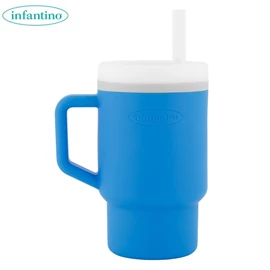 美國infantino My 1st Tumbler 全矽膠防漏吸管杯/ 9oz 海洋藍