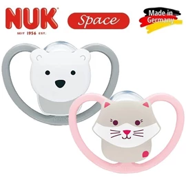 德國Nuk Space 超透氣安撫奶嘴/ 18-36M 小貓+北極熊 兩個裝