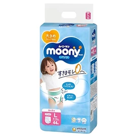 日本Moony 超透氣學習褲-L碼 女仔 44片(9-14kgs)