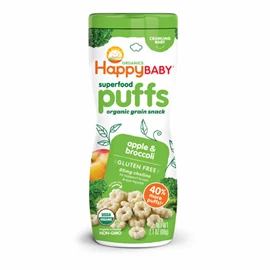 美國HappyBABY 有機嬰兒泡芙(6個月起)-蘋果西蘭花 60g