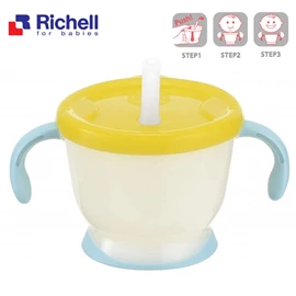日本Richell Aqulea 吸管水杯(可泵水)-黃藍色 150ml