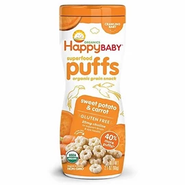 美国HappyBABY 有机婴儿泡芙(6个月起)-甜薯胡萝卜 60g