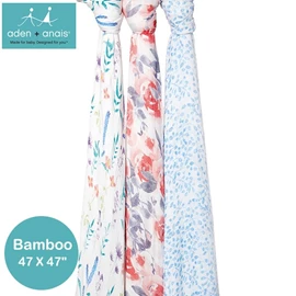 美國Aden+Anais 嬰兒包巾(柔滑竹纖維)–47"X47" 3條裝 Watercolor Garden
