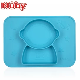 美國Nuby SURE GRIP™ 一體式矽膠分格餐盤連枱墊-太空人