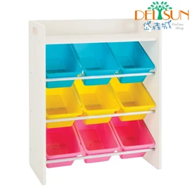 台灣Delsun 多功能九格玩具收納架-馬卡龍粉