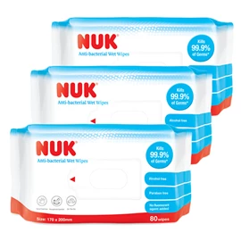 德國Nuk 無酒精 殺菌消毒濕紙巾-80片 X 3包