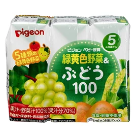 日本Pigeon 晨光嬰兒果汁-黃綠色蔬菜葡萄汁 125ml x3包
