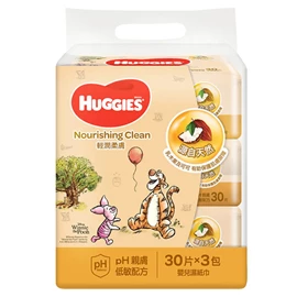 美國Huggies 輕潤柔膚濕紙巾-30片X3包