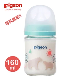 日本Pigeon 母乳實感寬口徑玻璃奶瓶-160ml 北極熊