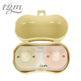 韓國tgm 全矽膠安撫奶嘴連收納盒-兩個裝 綠+橙色