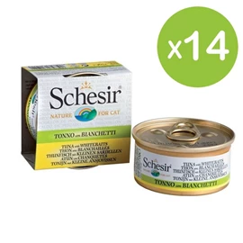 Schesir 汤煮猫罐头-吞拿鱼白饭鱼 70g X 14罐