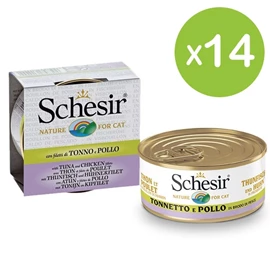 Schesir 汤煮猫罐头-吞拿鱼鸡肉鱼汤汁 70g X 14罐