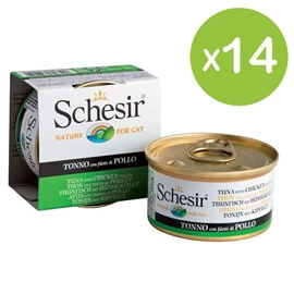 Schesir 全天然貓罐頭-吞拿魚雞絲飯 85g X 14罐